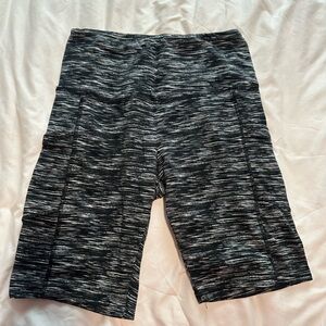 Black and White Striped Biker Shorts